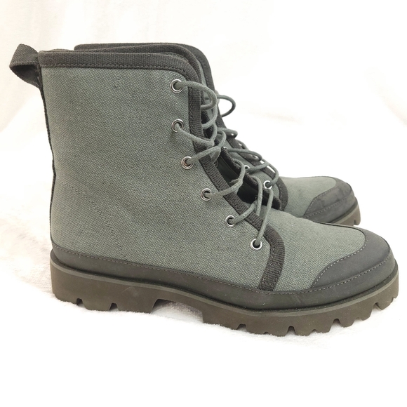 J. Crew Shoes - J. Crew Gwen Canvas Lace Up Lug Sole Combat Boots Slate Green 7 BD886